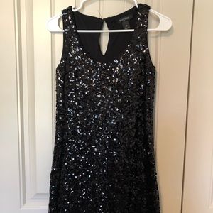 Black sequin shift dress